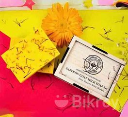 Original Saffron Goat Milk Soap Bar Wooden Box - 100gm